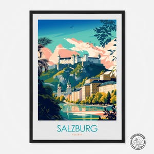 Salzburg Travel Print Austria Poster Framed Travel Artwork for Travel Lovers Personalised Gift Travel Memories birthday present honeymoon