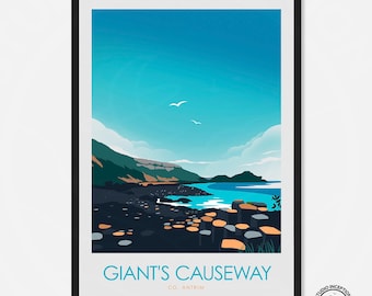 Giants Causeway Print, Northern Ireland Travel Print, Travel Poster Ireland Art Print, Irish Prints, Irish Poster, Prints, Poster, Wall Art