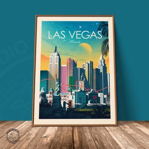 Resetavla i Las Vegas med Frihetsgudinnan i Nevada, konstavla, resetavla, reseposter, väggkonst bild 5