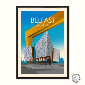 Belfast Travel Print, Titanic Belfast, Harland and Wolff poster, Ireland art print