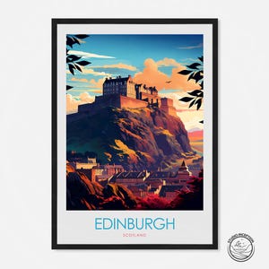 Edinburgh Cityscape Print Scotland Poster Edinburgh Home Decor Edinburgh Travel Art Edinburgh Wall Hanging Framed Travel Gift of Scotland