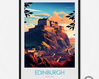 Edinburgh Stadtbild Schottland Poster Edinburgh Home Dekor Edinburgh Reisekunst Edinburgh Wandbehang gerahmt Reisegeschenk von Schottland