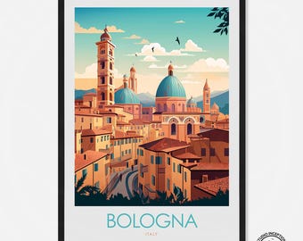 Bologna Italy Art Print, Travel Poster, Bologna Home Decor, Honeymoon Souvenir, Wedding Present, Italy Gift