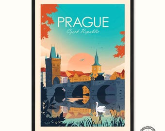 Prague Travel Print, Gift for Travel, Home Decor, Wall Art, Czech Republic Poster