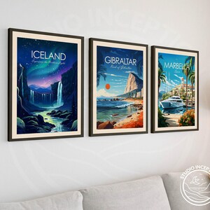Island Traditioneller Druck mit der Nordlichter - Aurora Borealis Wandkunst, personalisiertes Reisegeschenk für Kunstliebhaber, Wohndekorgeschenk Bild 7