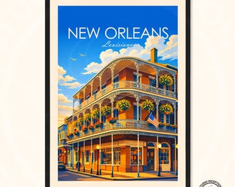 Muurkunst New Orleans – reisposter French Quarter, print Louisiana