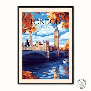 London Travel Print, London Art Poster, London Gifts, Big Ben Print, Travel Poster, Home Decor, Gallery Wall, custom text for unique gifting