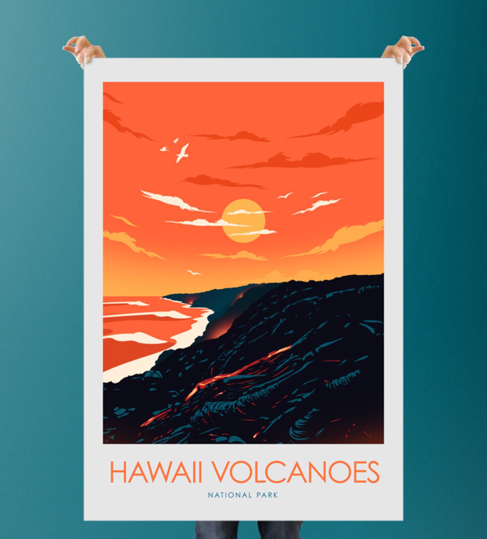 Hawaii Volcanoes National Park Poster Wall Art Hawaii Gift Etsy