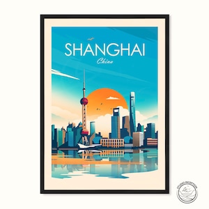 Traditionele printposter Shanghai, Chinese print muurkunst, Shanghai print, Azië poster print, wanddecoratie, oprichting studio