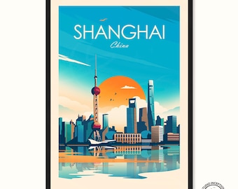 Shanghai traditional Print Poster, China Print Wall Art, Shanghai Print, Asia Poster Print, Wall Decor, Studio Inception