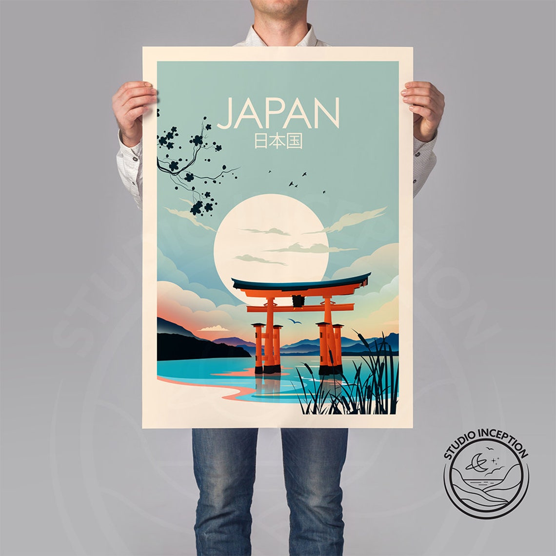 Japan Travel Poster Print in Traditional Style Torii Gate - Etsy UK
