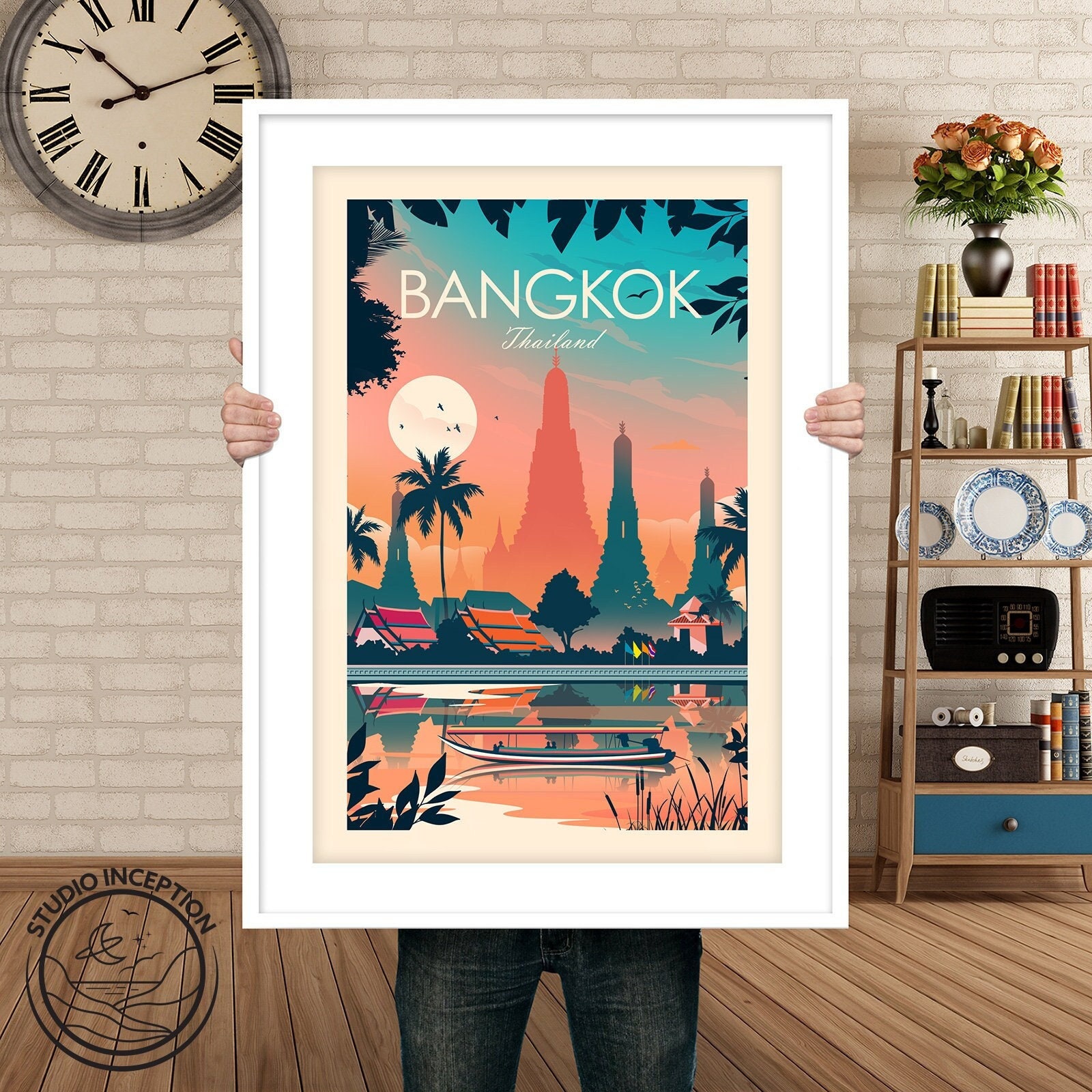 Bangkok Print Poster, Bangkok Wall Art, Gift, Asia Poster Print 