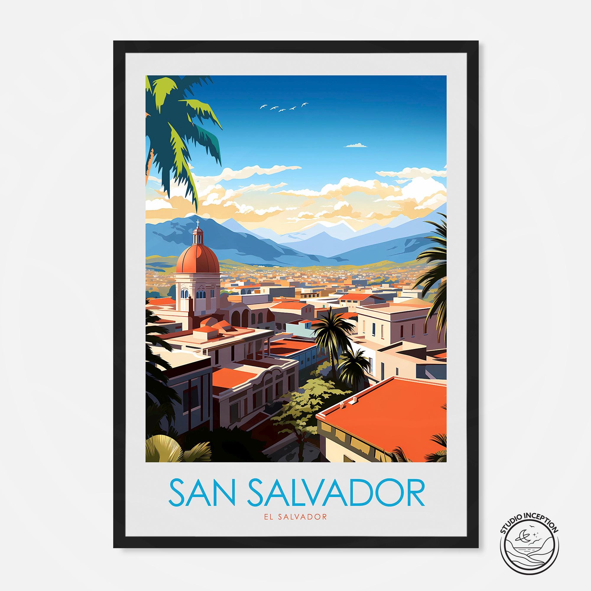 San Salvador City Print, El Salvador Wall Art, San Salvador Travel