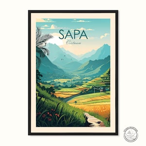 Sapa Art Print Sa pa Travel Poster Vietnam Art Sapa Wall Art Asia Artwork Wall Hanging Travel Gift