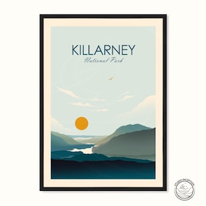 Killarney National Park Travel Poster, Co Kerry Travel Print, Traditional style Travel Poster