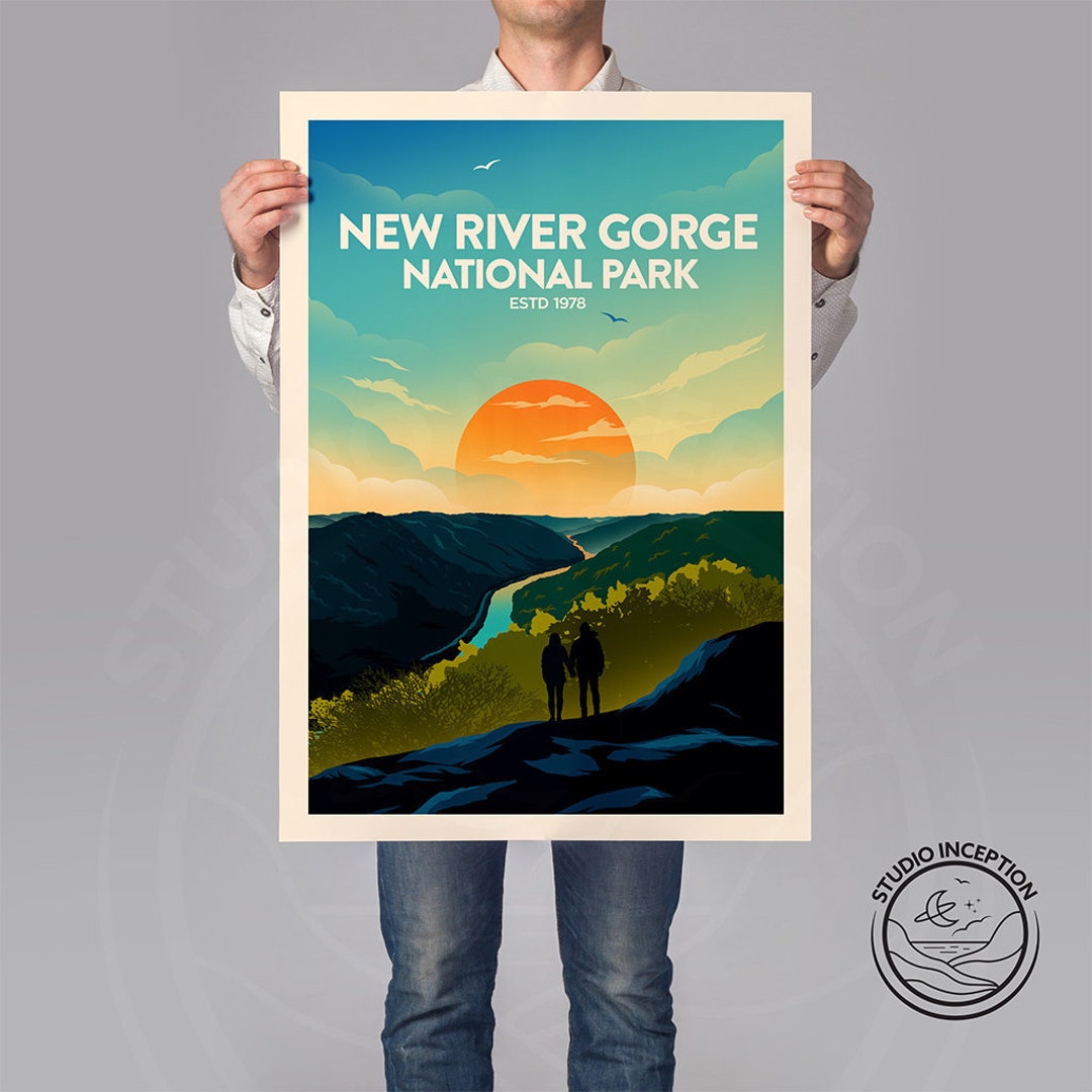New River Gorge Poster Art Print National Park Travel Print by Studio