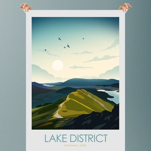 Lake District print, Catbells, England Art Print Travel Poster National Park Print, Travel Print, Art Prints, Poster, Print