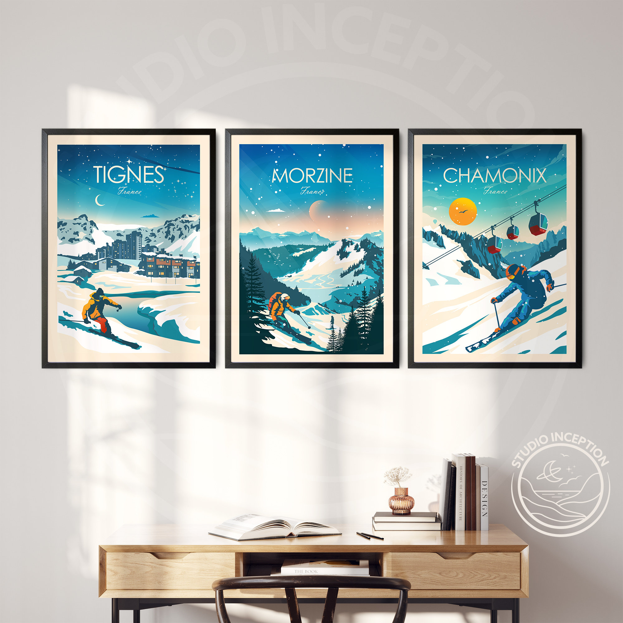 Ski Morzine Print Poster Skiing Art France Ski Resort sold by