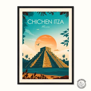 Chichen Itza Mexico Travel Print - Landmarks Print - Wonders of the world Poster - Yucatan