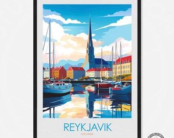 Pôster de Reykjavik, Islândia - Impressão de Viagem a Reykjavik - Arte de Parede para Decoração de Casa - Presente de Viagem
