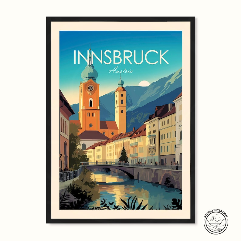 Innsbruck Travel Print Austria Poster Home Decor Landscape Art Print Innsbruck Wall Art Travel Gift Wedding Present image 1