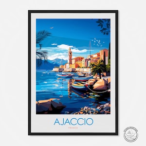 Ajaccio Art Print Corsica Travel Art France Travel Poster Ajaccio Wall Art Wedding gift Honeymoon Engagement present custom text options