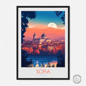Sofia Print Bulgaria Wall Art Sofia Travel Poster Bulgaria Painting Sofia Print Wedding Honeymoon Engagement Gift Present custom text option