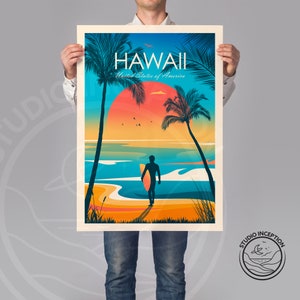 Hawaii Travel Print Waikiki Surfing