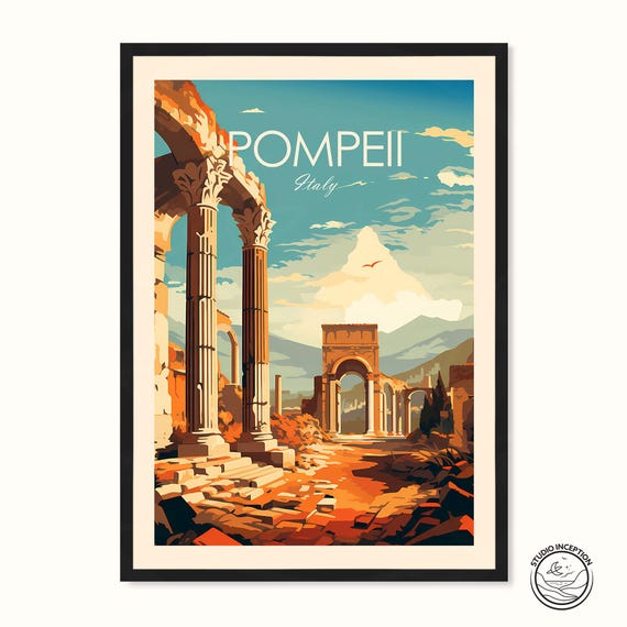 Pompeii Print Italy Travel Poster Gift Home Decor Wall Art Prints Landscape Gift by Studio Inception