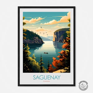 Stampa del fiordo di Saguenay, poster di viaggio in Canada, regalo, arte murale del Quebec, decorazioni per la casa, stampe incorniciate