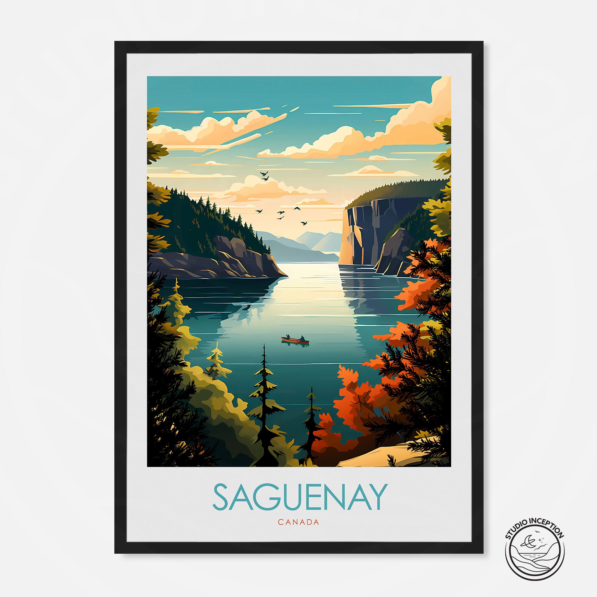 Affiche Vintage Saguenay Québec Canada - Print A4/A3/A2/A1 - Neuf En Emballage D'origine