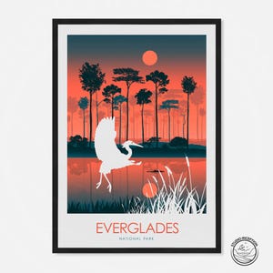 Poster artistico del Parco nazionale Everglades, stampa minimalista, poster della Florida, stampa artistica, regalo per escursioni, arte murale, poster, arte