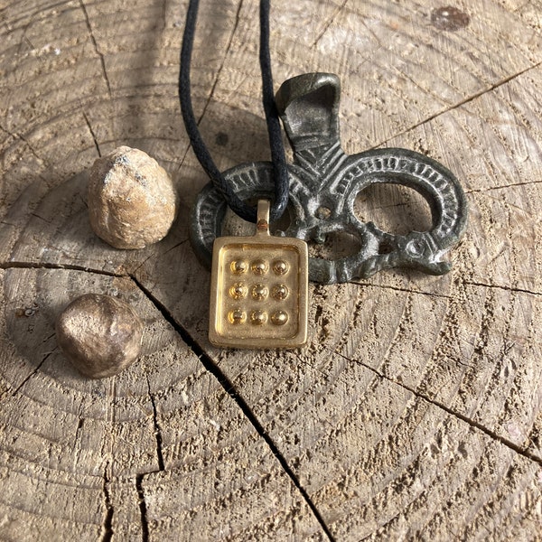 Viking Noorse mythologie 9 stud amulet hanger, Odin, Thor, Loki, mjolnir historische re-enactment, Angelsaksisch kostuum, levende geschiedenis, middeleeuws