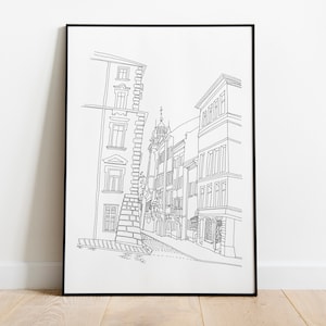 Line Drawing Print for Digital Download Architecture Drawing House ...