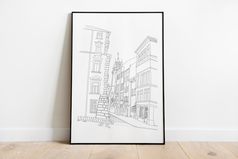 Line Drawing Print for Digital Download Architecture Drawing House ...