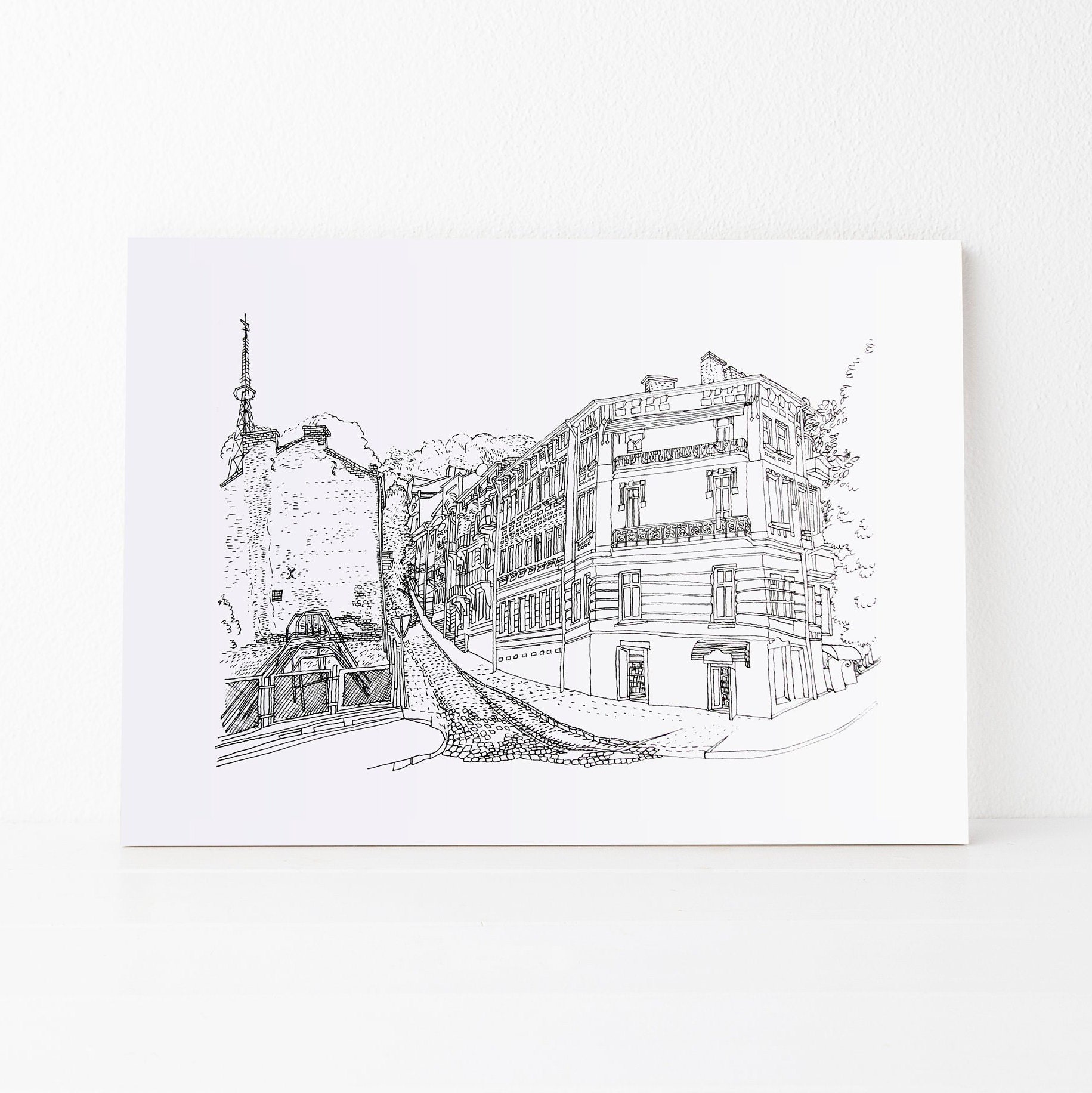 City skyline print One line drawing for digital download | Etsy