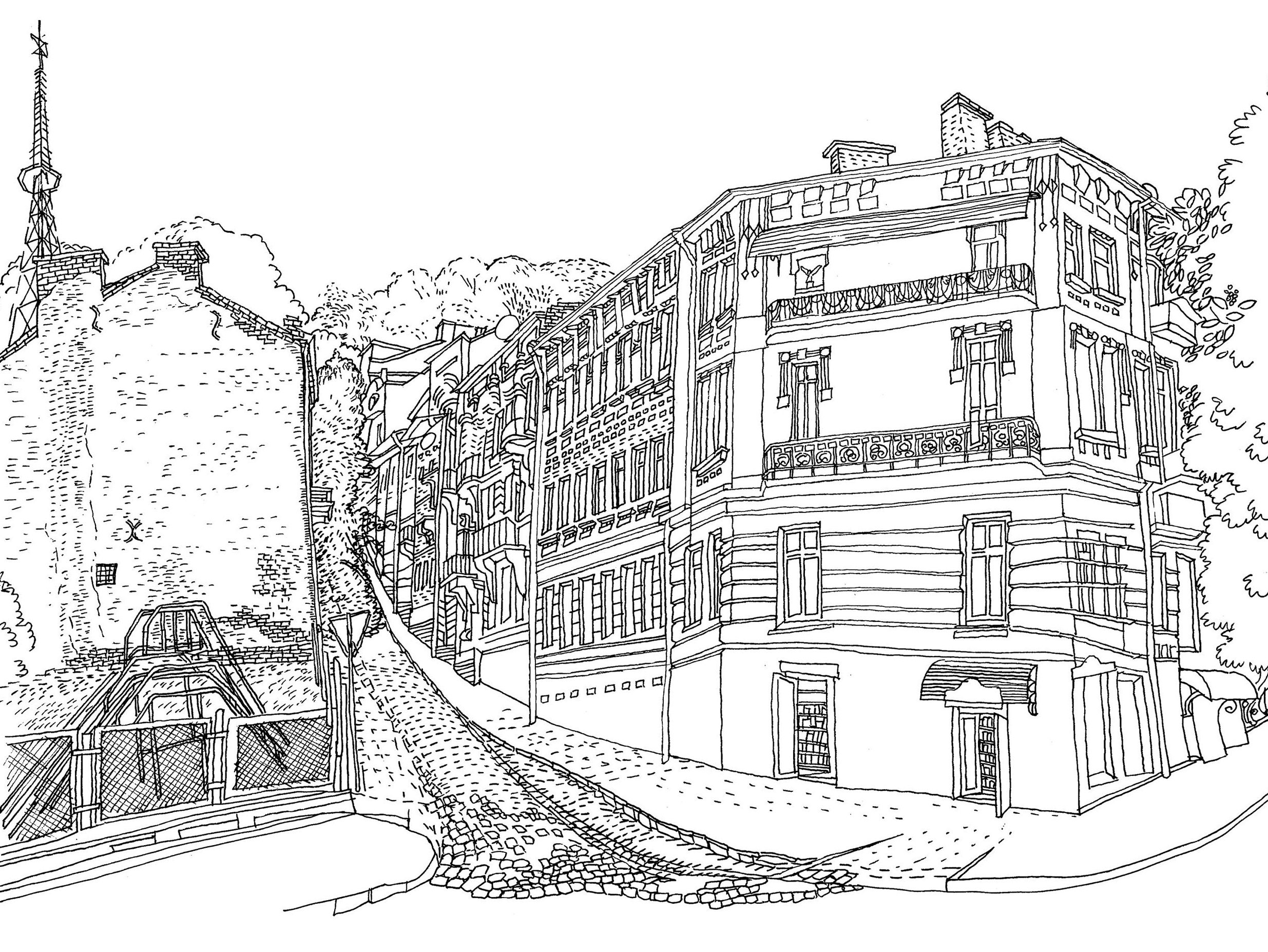 City skyline print One line drawing for digital download | Etsy