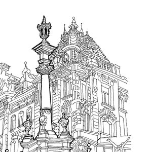 Printable Line Drawing Architecture Poster for Digital - Etsy