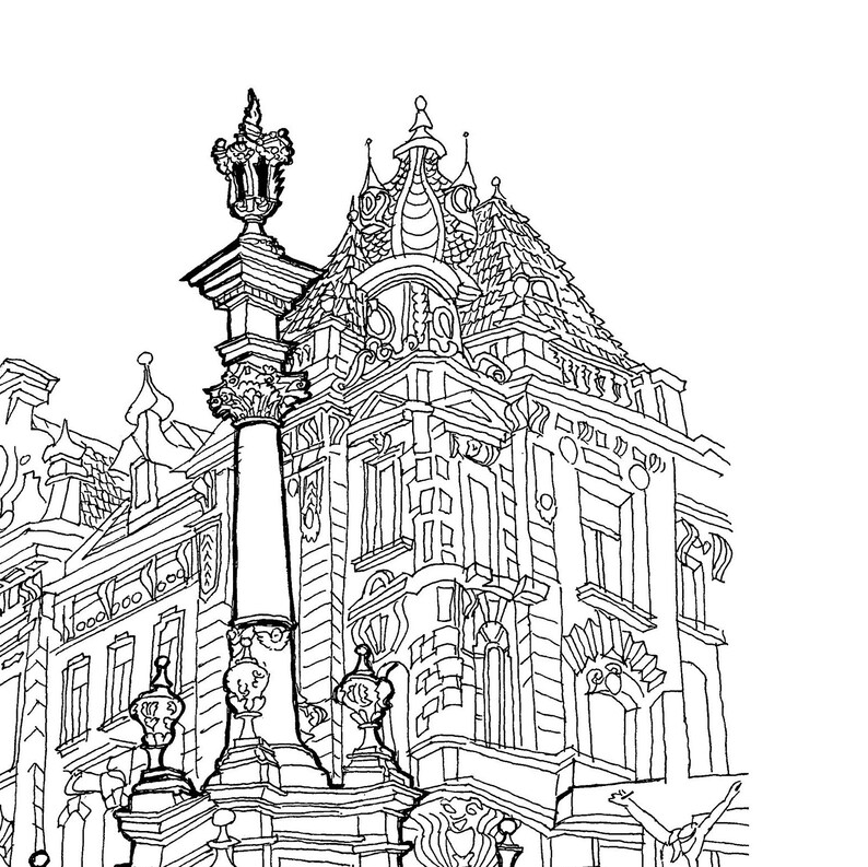 Printable Line Drawing Architecture Poster for Digital - Etsy