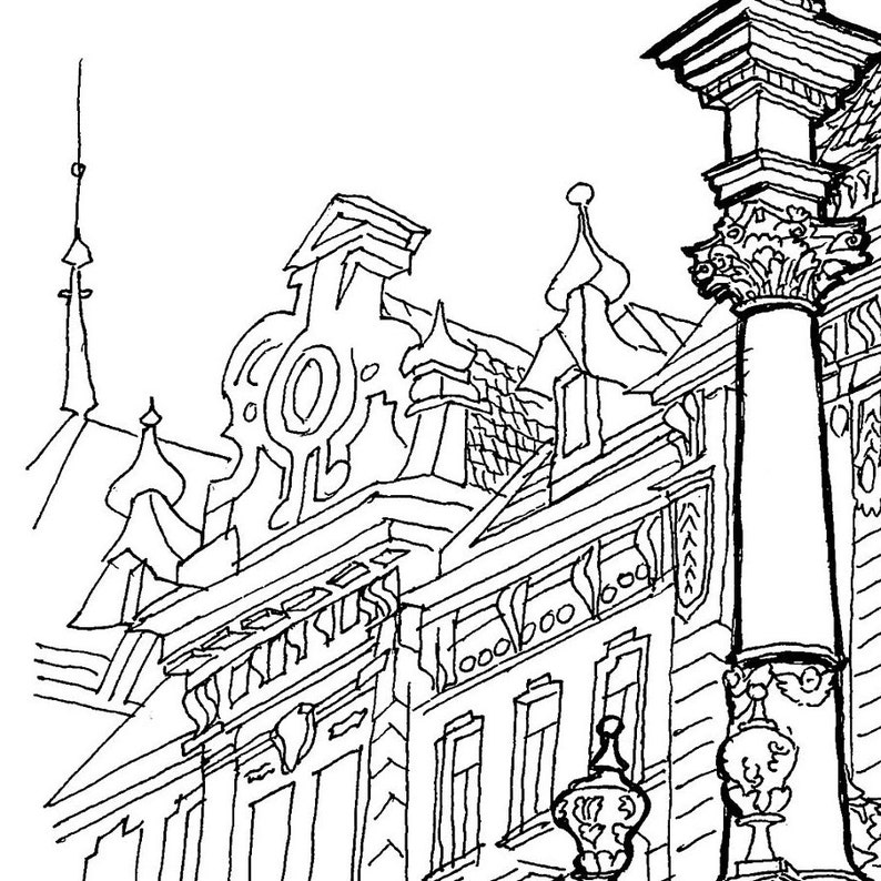 Printable Line Drawing Architecture Poster for Digital - Etsy