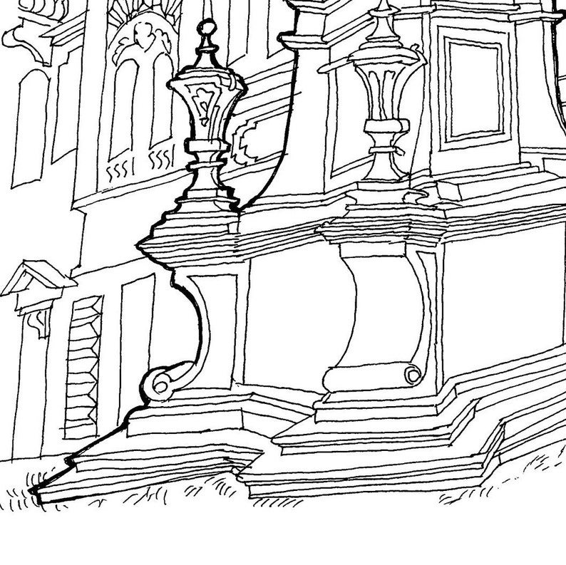 Printable Line Drawing Architecture Poster for Digital - Etsy