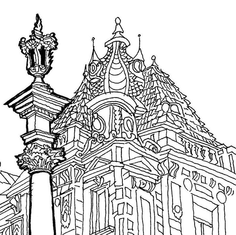 Printable Line Drawing Architecture Poster for Digital - Etsy