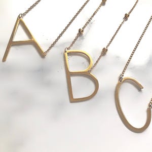 Gold Stainless Steel Initial Necklace: Personalized Letter Pendant