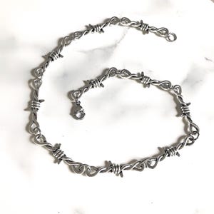 Silver Tone Barb Wire Necklace: Grungy Gothic Jewelry