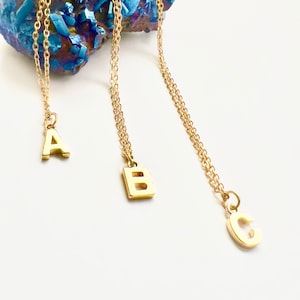 18K Gold Plated Initial Necklace: Dainty Letter Charm, Stainless Steel Chain