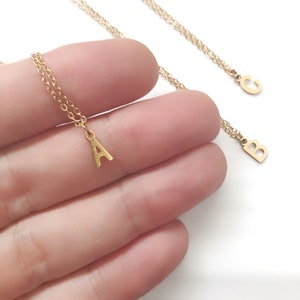 Stainless Steel Tiny Letter Initial Necklace | Gold Letter Necklace | Silver Letter Necklace | Dainty Minimalist Letter Necklace