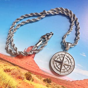 Stainless Steel Compass Necklace | Minimalist Travel Jewelry for Men & Women