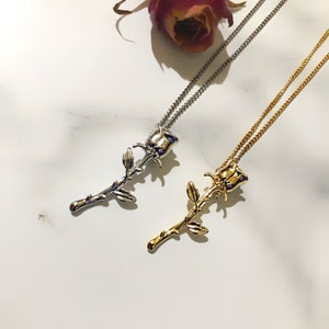 Delicate 3D Rose Necklace | 18k Gold Plated Rose Necklace | Real Platinum Plated Rose Necklace | Mother’s Day | Valentine’s Day | Gift Idea