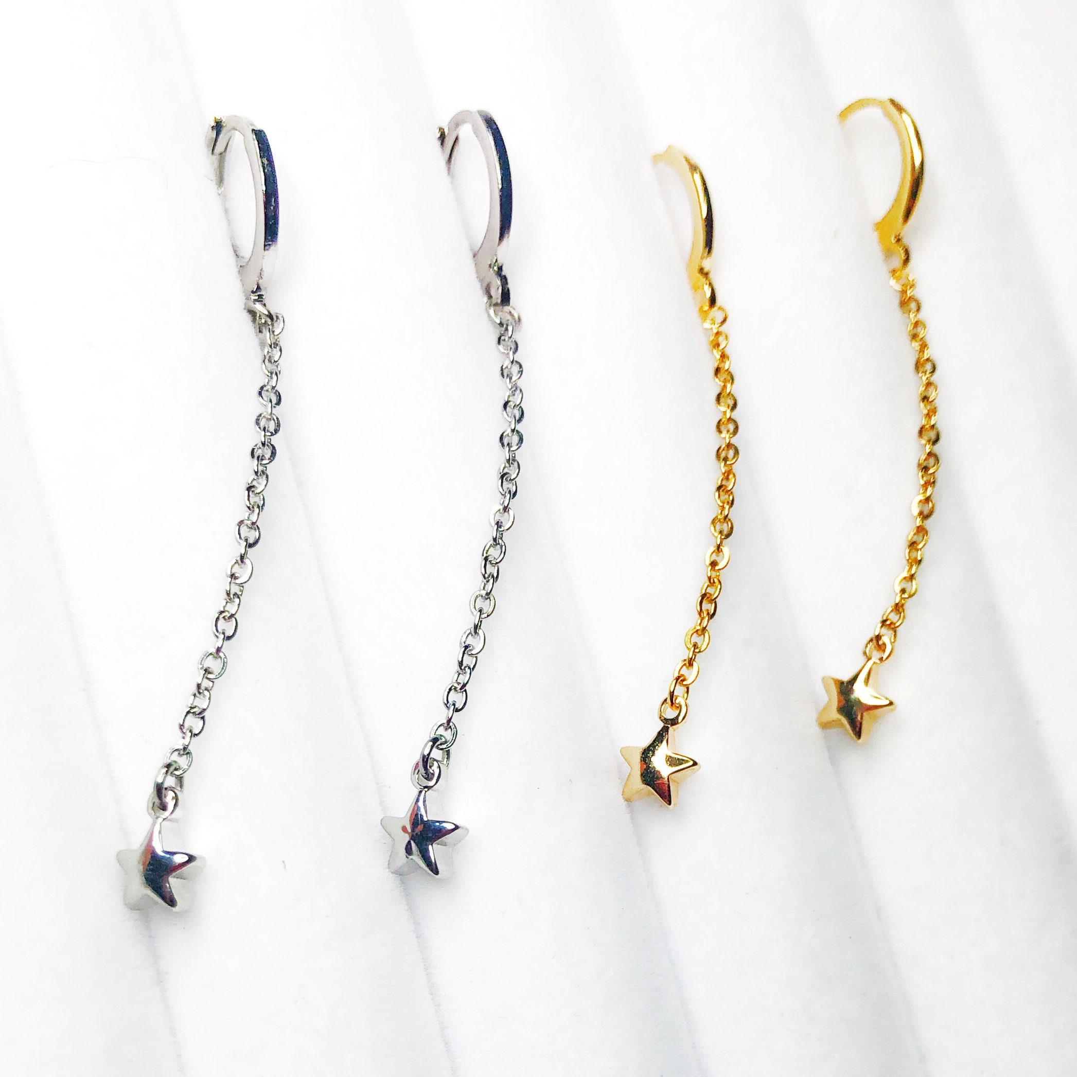 Boucles D'oreilles Pendantes étoiles Plaqué Or - Acier Inoxydable - Neuf Avec étiquettes - Cadeau Femme