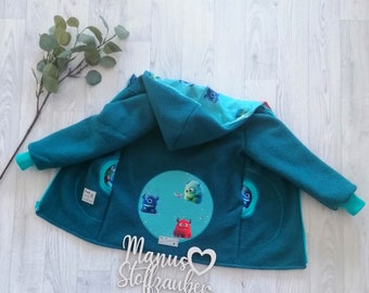 Walkjacke Walkloden Kinder Jacke Übergang Monster Petrol